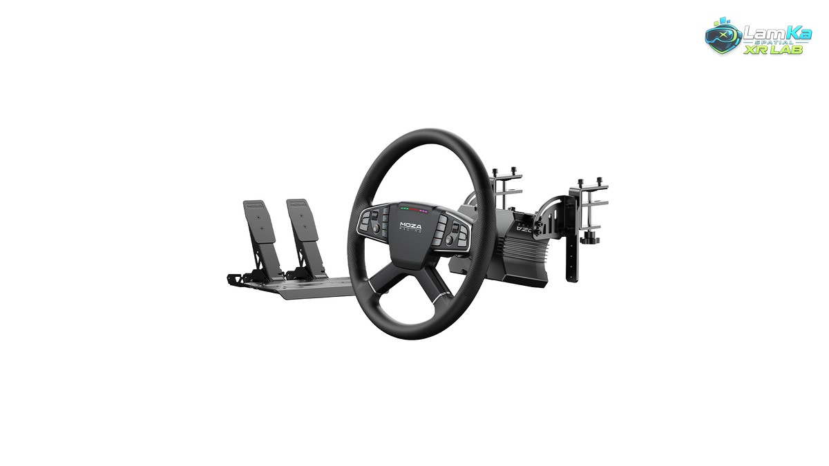 MOZA R5 Trucking Bundle với đế R5, vô lăng TSW và bàn đạp SR-P Lite