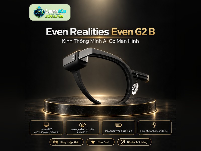 Kính thông minh Even Realities G2 B trên đế tròn với nền công nghệ